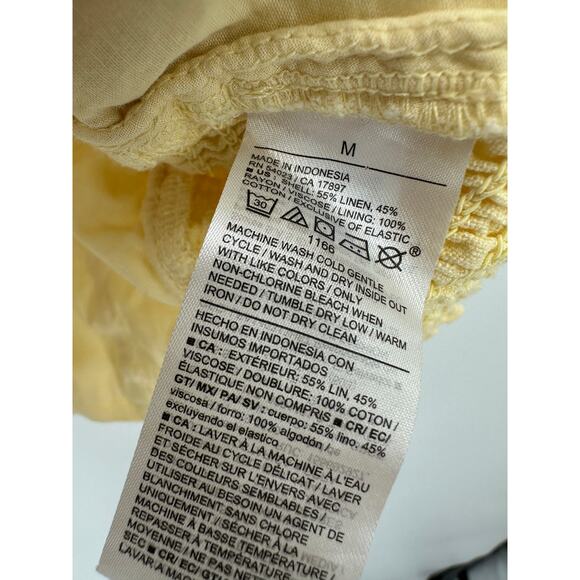 Old Navy Womens Yellow Cropped Top Size M Coquette Milkmaid Linen Blend - Picture 6 of 6